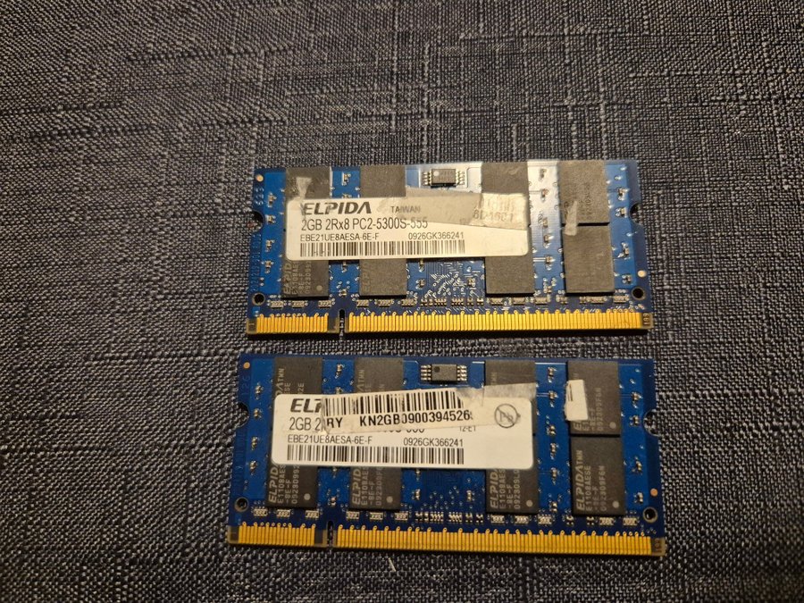 2 st ELPIDA 2GB 2Rx8 PC2-53005-555 RAM DDR2