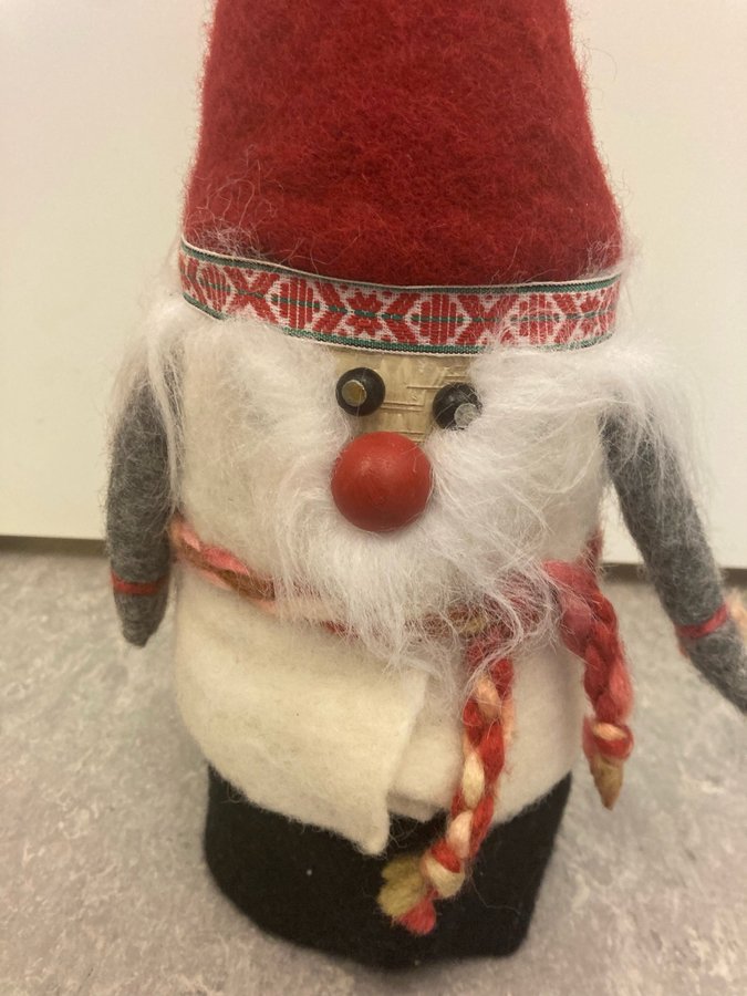 Retro vintage stor trätomte tomte i trä hemslöjd ca 40 cm hög