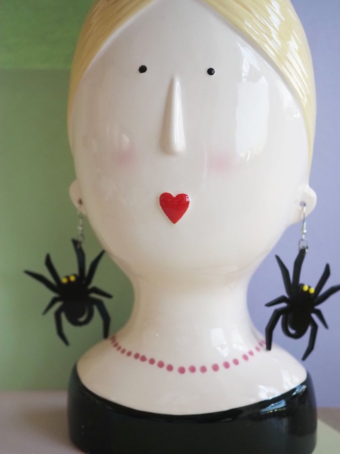 Black spider earrings - Halloween earrings