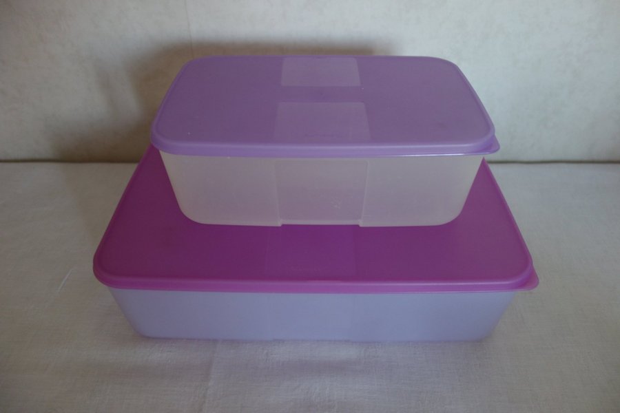 TUPPERWARE Förvaringslådor "Allt i kyl" med lila lock