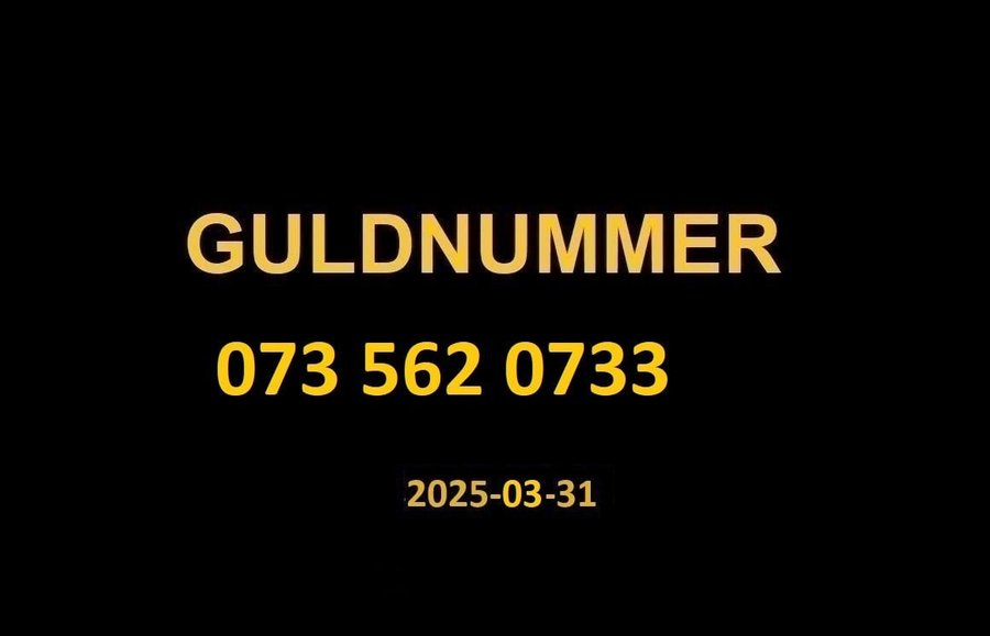 073 562 0733 GULDNUMMER mobilnummer telefonnummer kontantkort nummer guld