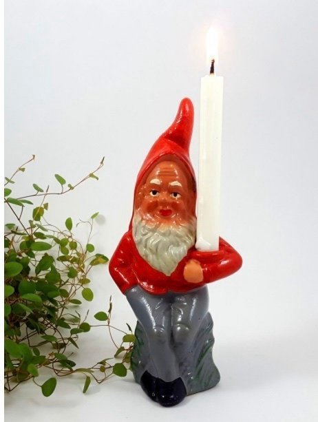 Tomte ljusstake ljushållare DDR 50-tal retro vintage julpynt