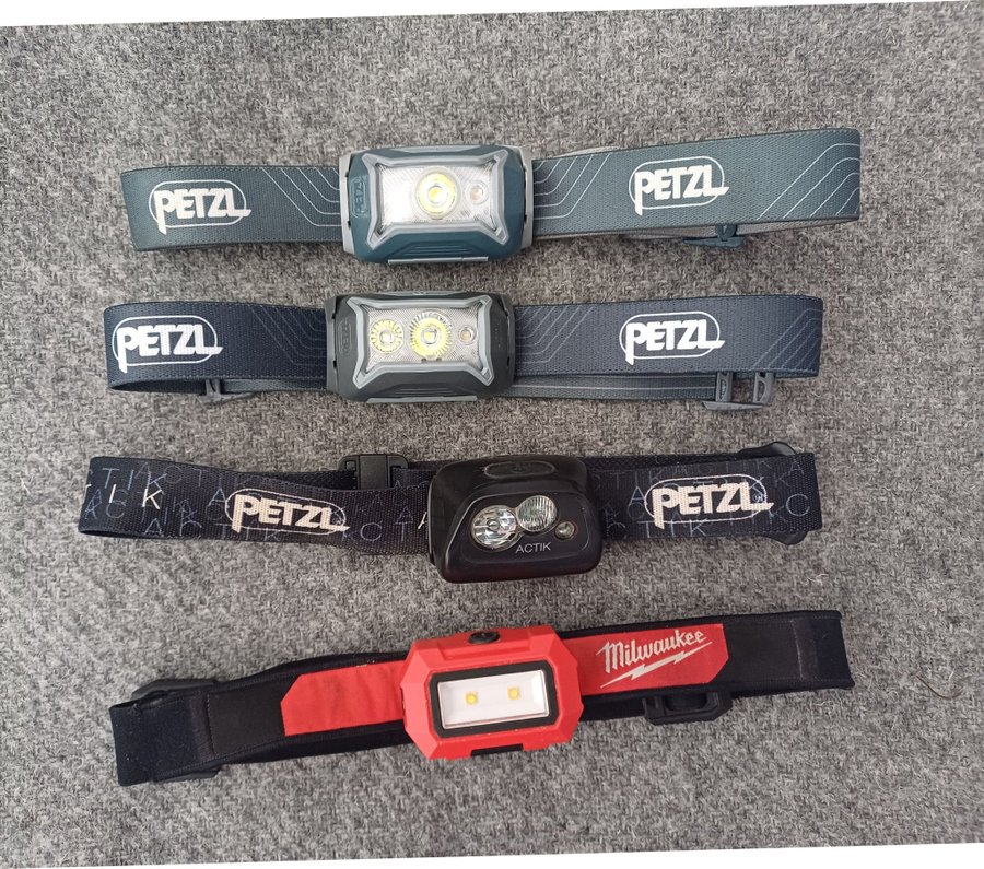 Parti pannlampor PETZL och Milwaukee