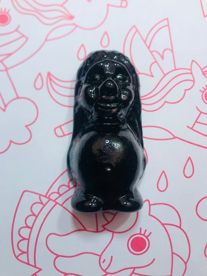 Vintage Gränna Glasbruk Black Glass Troll Figurine