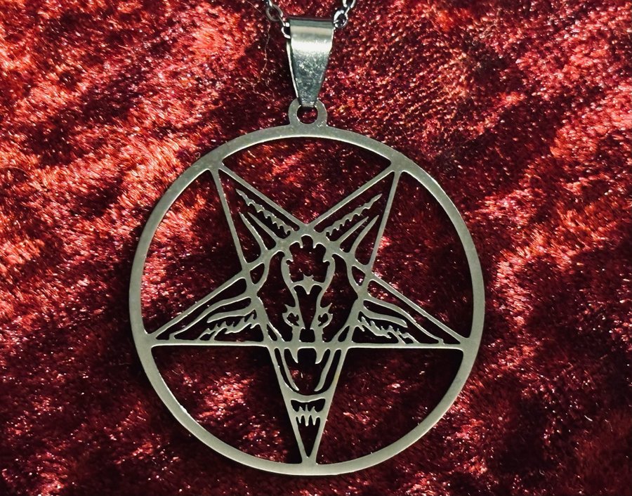 Nytt halsband Pentagram Baphomet Ockult Wicca Stainless Metal Goth Rock Punk Emo