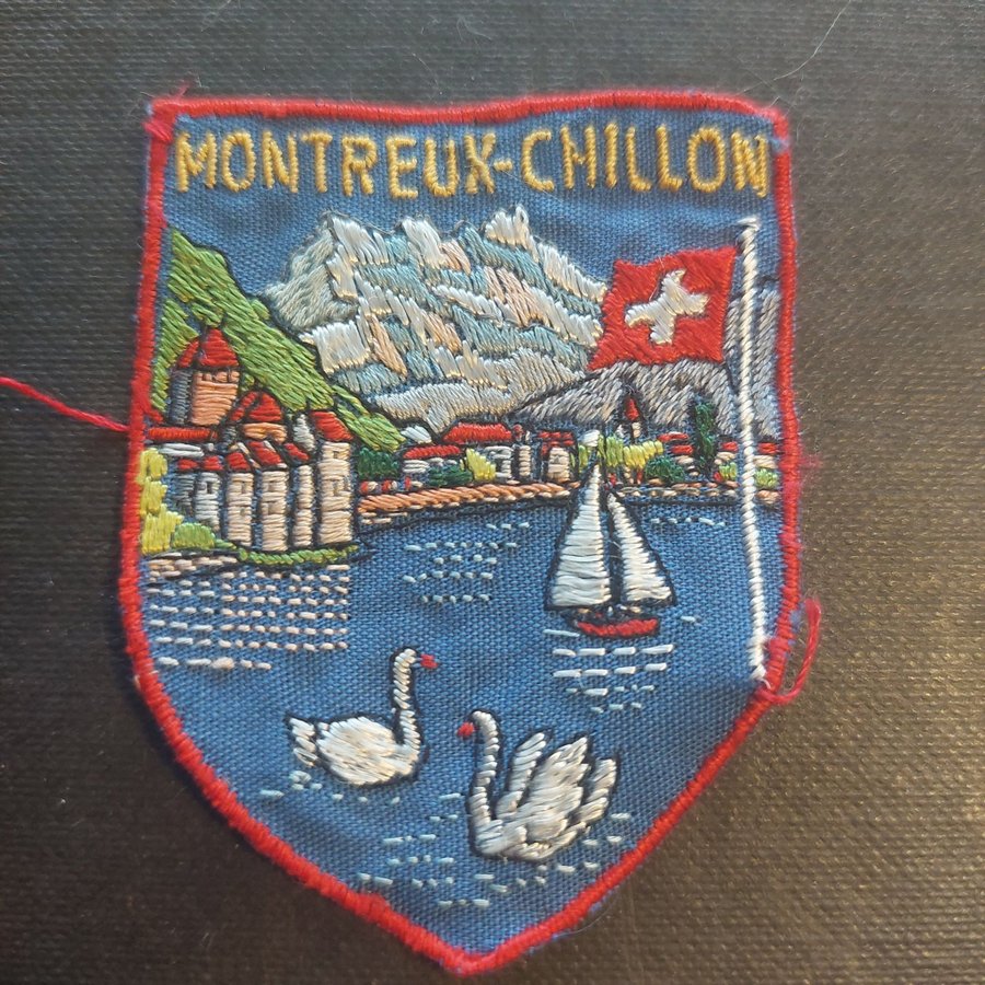 Tygmärke Broderat turistmärke Montreux- Chillon