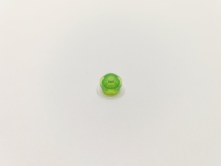 Lego - transparent - rund - plate - 1x1 - part 4073 - grön (trans light green)