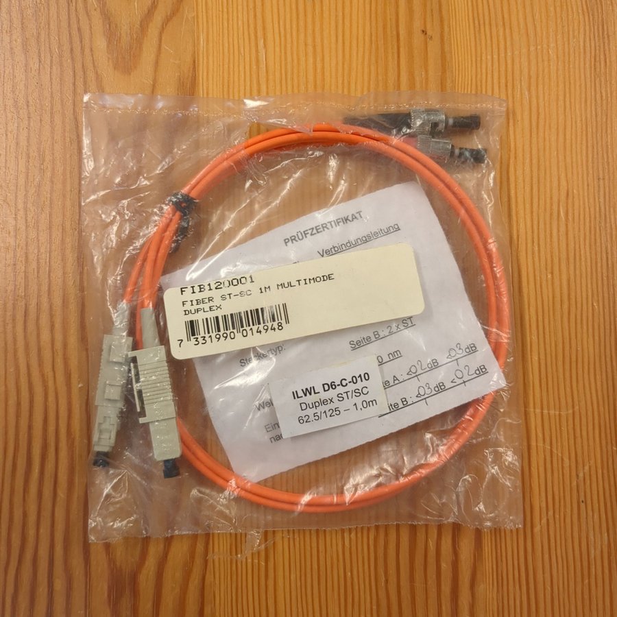 Fiber ST-SC 1m Multimode Duplex