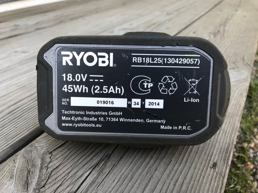 Ryobi 18V 25Ah batteri