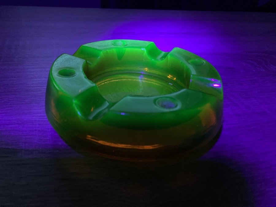 Amber ashtray uranium glass