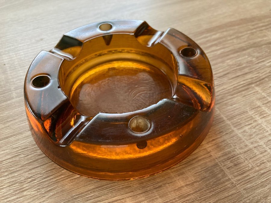 Amber ashtray uranium glass