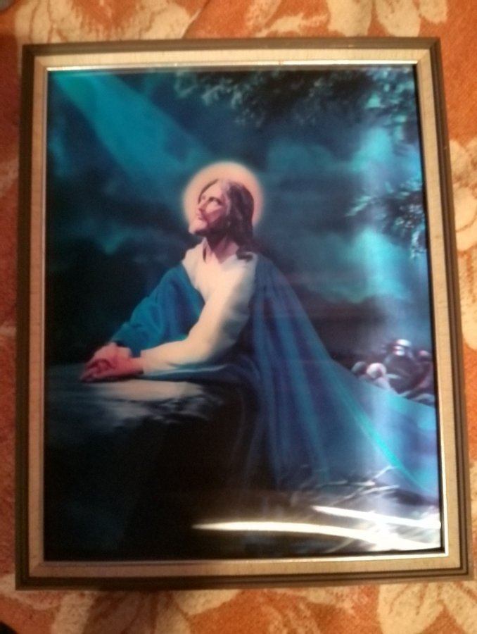 Hologramtavla av Jesus när han såg ljuset.