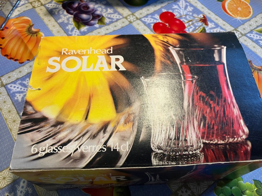 Ravenhead Solar Glasset 6 st i orginallåda * År !970 tal