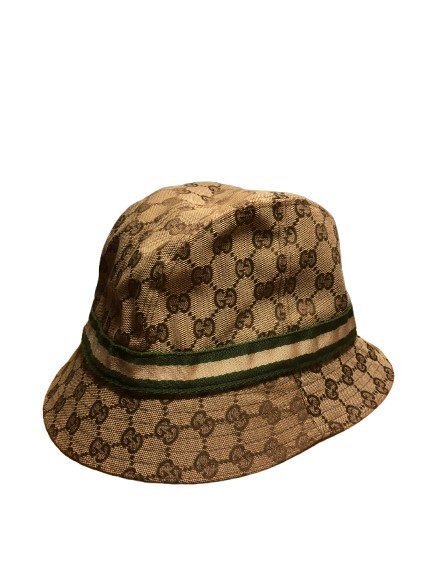 Klassisk Gucci bucket hatt i monogramstrl M