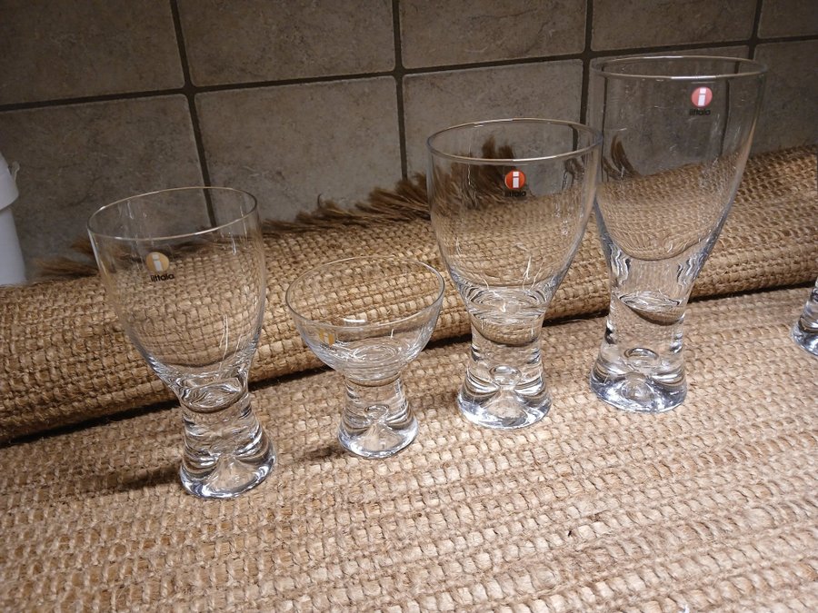 Fina vintage glas "Tapio" 4 st + 4 st + 4 st + 1 st TAPIO WIRKKALA Iittala 1954