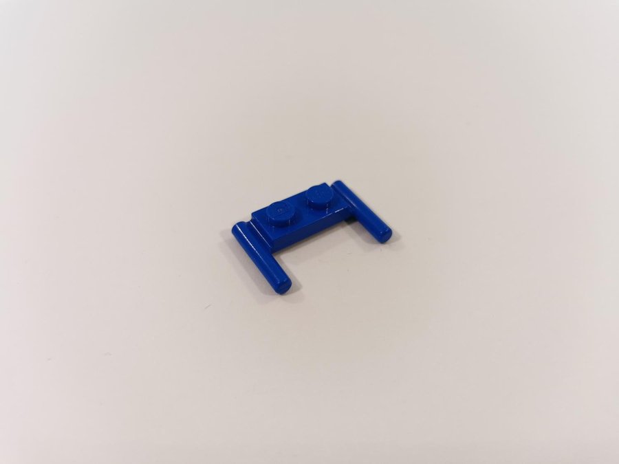 Lego - plate - modified - bar handles - 1x2 - part 3839b - blå