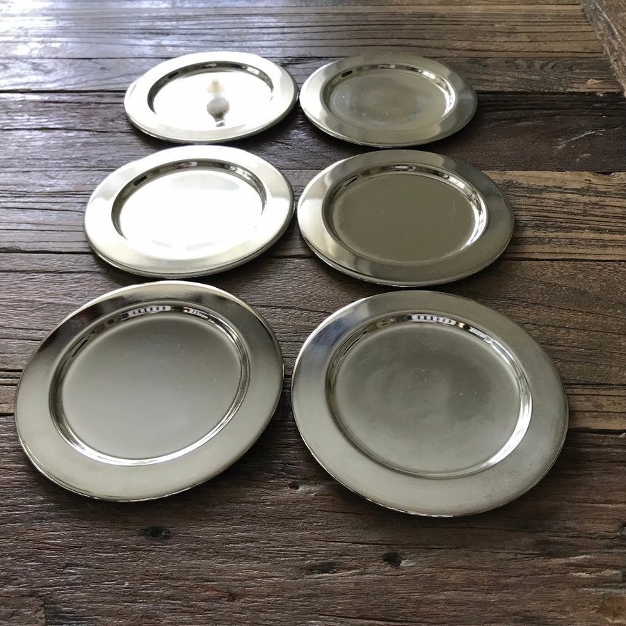 6 Coasters glasunderlägg nysilver