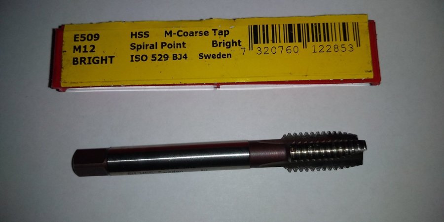 M12 gängtapp HSS Spiral Point M-Coarse Tap