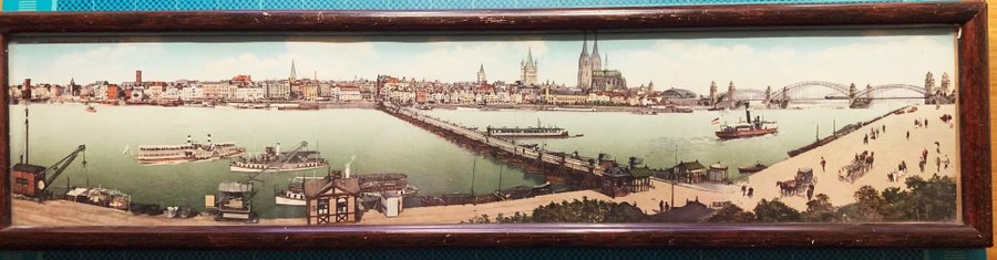 Panorama von Köln am Rhein i original ram Vintage