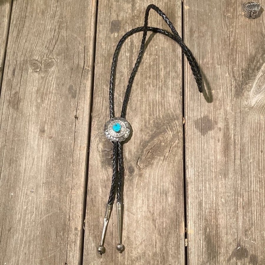 Beutiful Authentic Native Silver Concho Bolo Tie