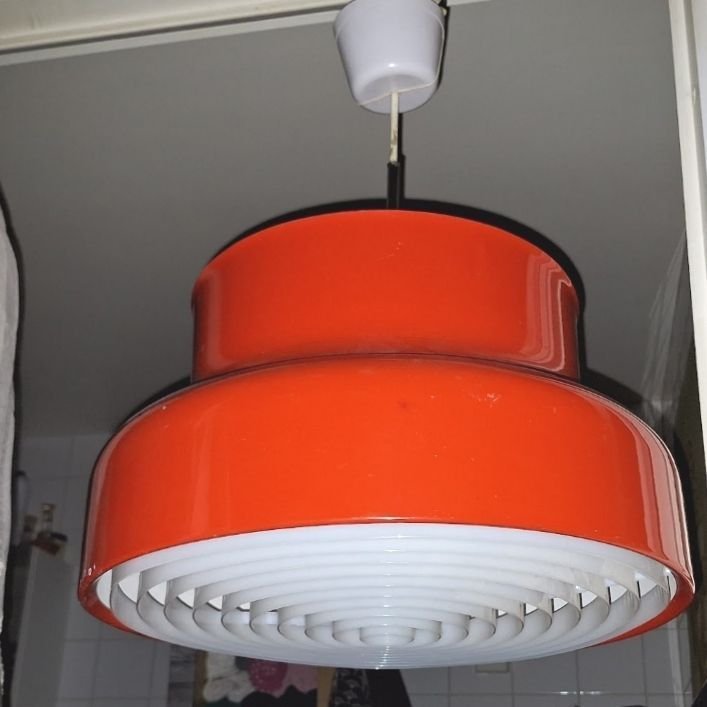 Bumling Retro Taklampa, Röd-orange..