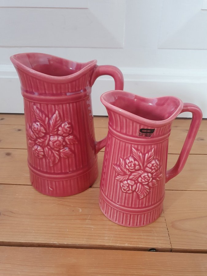 2st Retro Vintage Rosa Keramikkannor från Guldkroken HJO Sweden