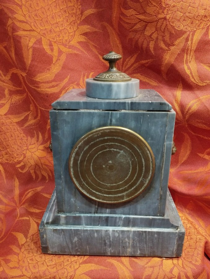 antique Napoleon III table clock in grey marble