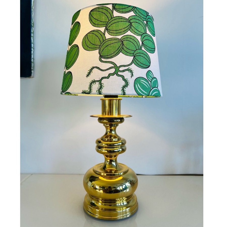 Retro lampa bordslampa mässing Lampskärm Tyg Josef Frank Svenskt Tenn