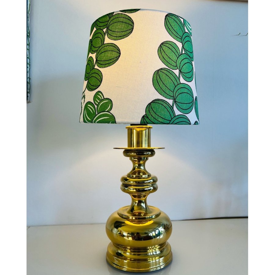 Retro lampa bordslampa mässing Lampskärm Tyg Josef Frank Svenskt Tenn