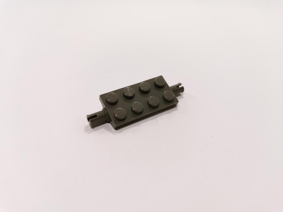 Lego - plate - mod - 2 pin - 2x4 - part 30157 - mörkgrå (old dark gray)