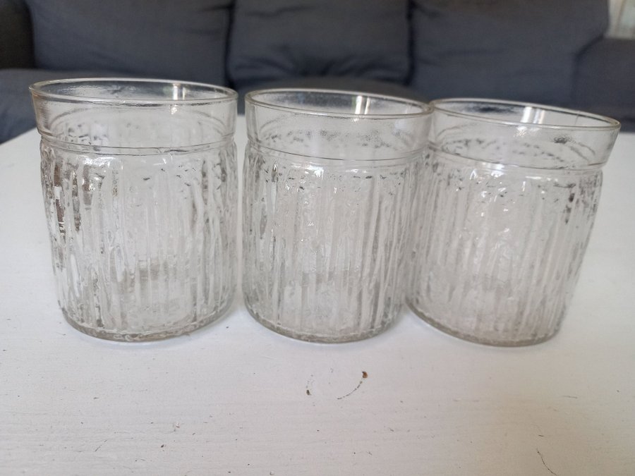 Retro SAARI 3 st DRICKSGLAS RIIHIMÄEN LASI Finland glas