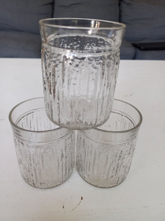 Retro SAARI 3 st DRICKSGLAS RIIHIMÄEN LASI Finland glas