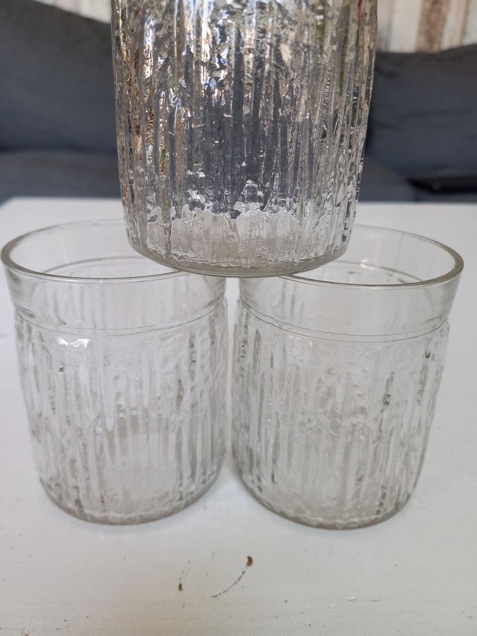 Retro SAARI 3 st DRICKSGLAS RIIHIMÄEN LASI Finland glas