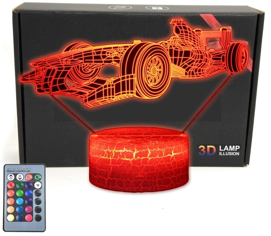 Helt ny! 3D Illusion Lampa - Formel 1 Bil