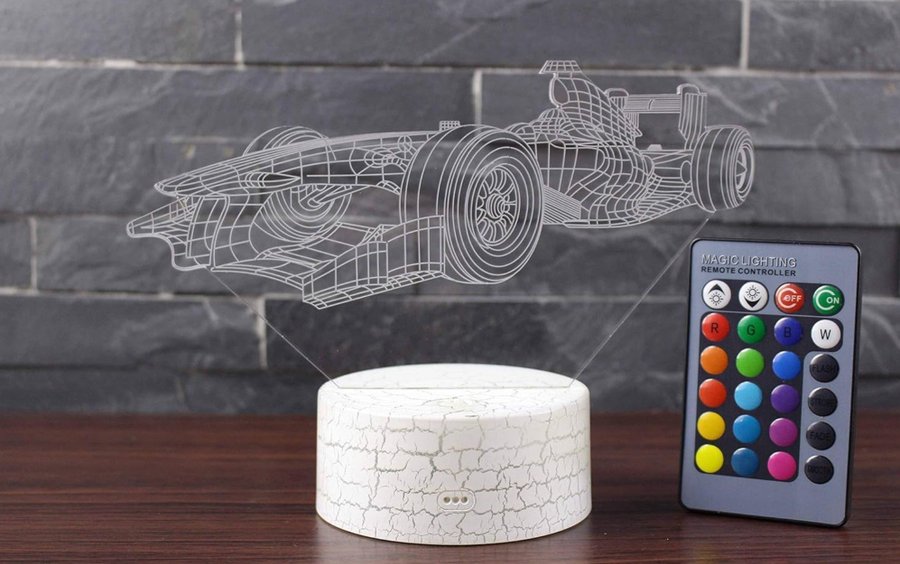 Helt ny! 3D Illusion Lampa - Formel 1 Bil