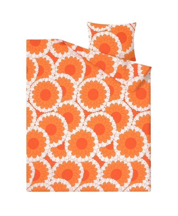 Göta Trägårdh Majsol påslakan orange enkelsäng 150x220 cm retro