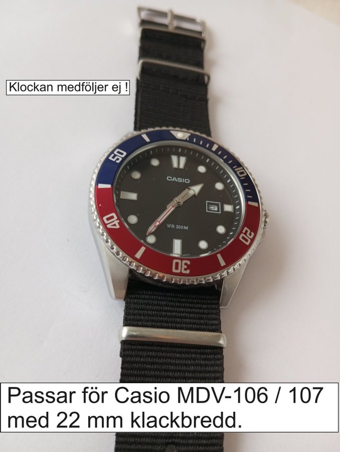 Nytt 22mm "Nato" Armband för Casio Citizen mfl