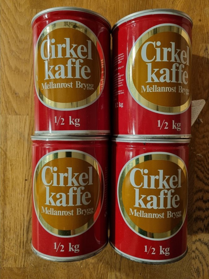 Gamla plåtburkar kaffeburkar Cirkelkaffe 1/2 kg