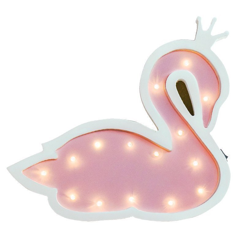 Ny Pink Swan Night Light med krona