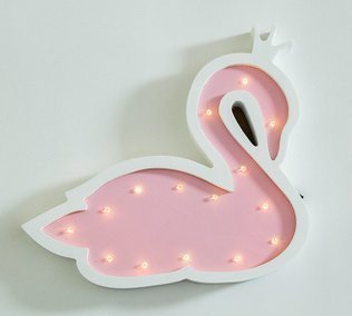 Ny Pink Swan Night Light med krona