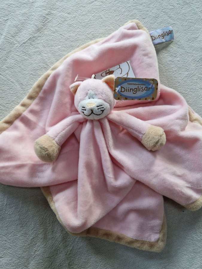 Rosa snuttefilt katt snutte dinglis diinglisar teddykompaniet bebis babyshower