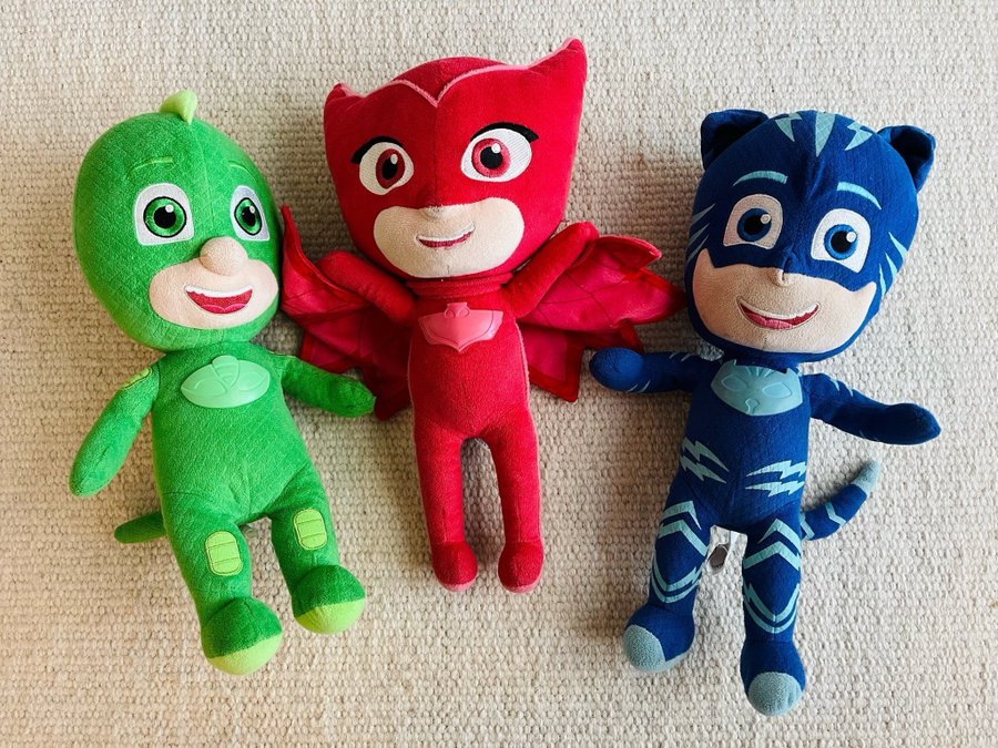 Pyjamashjältarna 3 stora gosedjur Kattpojken Ugglis Gekko PJ Masks Julklapp