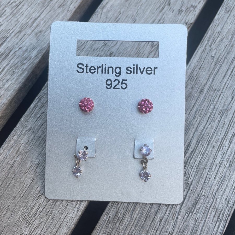 Örhängen barn sterling silver 925 rosa hängande smycke