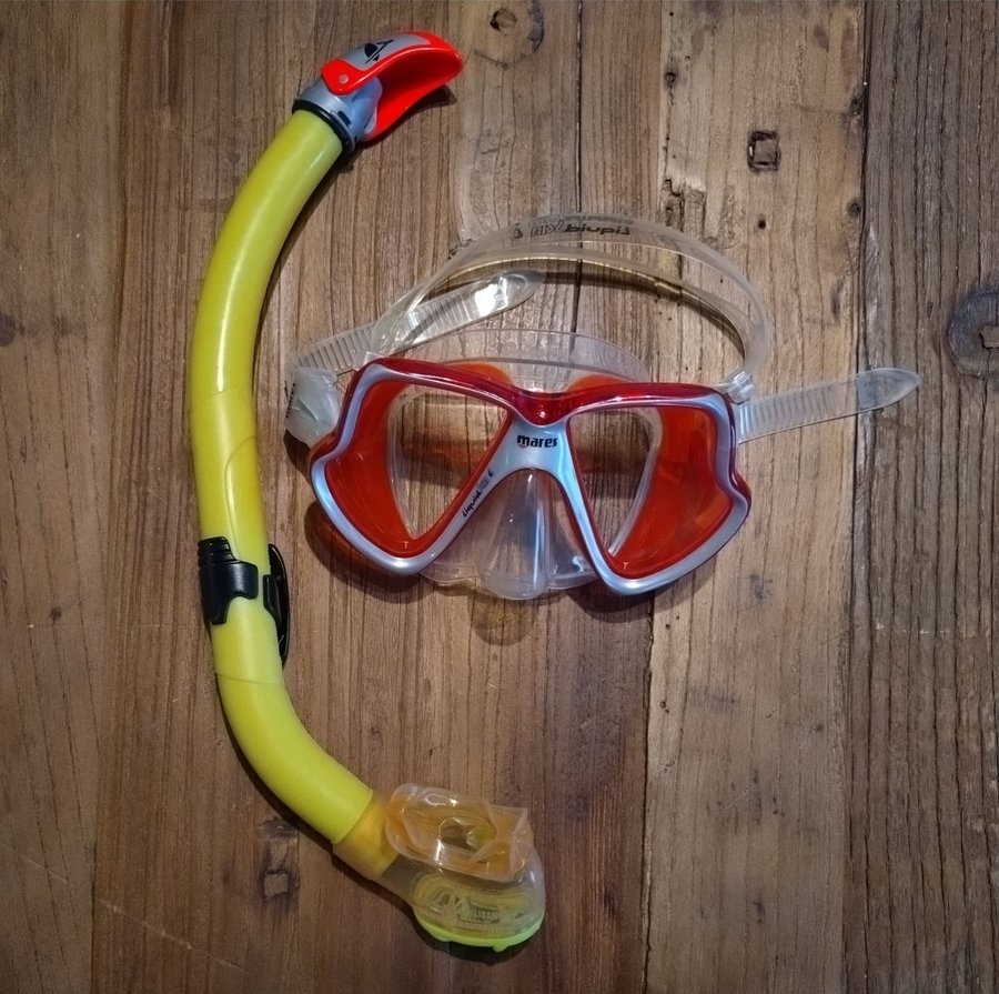 Mares X-Vision Mid Liquidskin dykmask (cyklop) och snorkel.