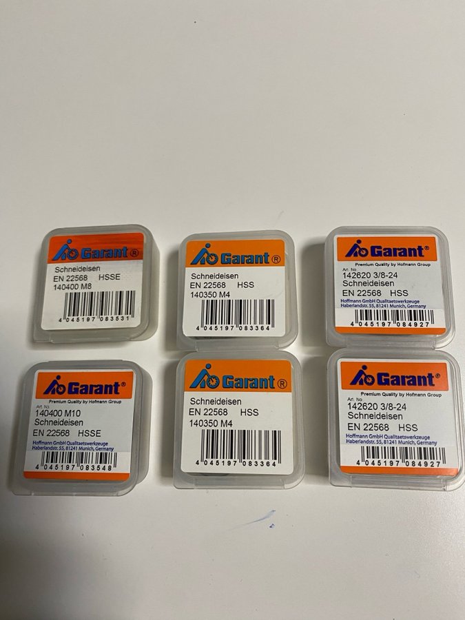 6 x Garant Schneideisen M10, M8, M4 , 3/8-24 Neu OVP