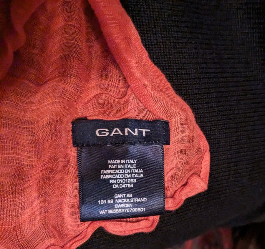 GANT halsduk/schal/sjal orange linne/modal/siden crinklat tyg Fint skick