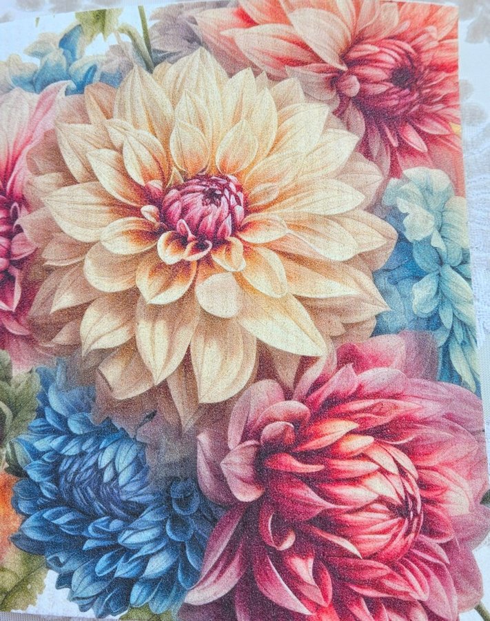 Disktrasa wettex duk med tryck print dahlia blommor höst