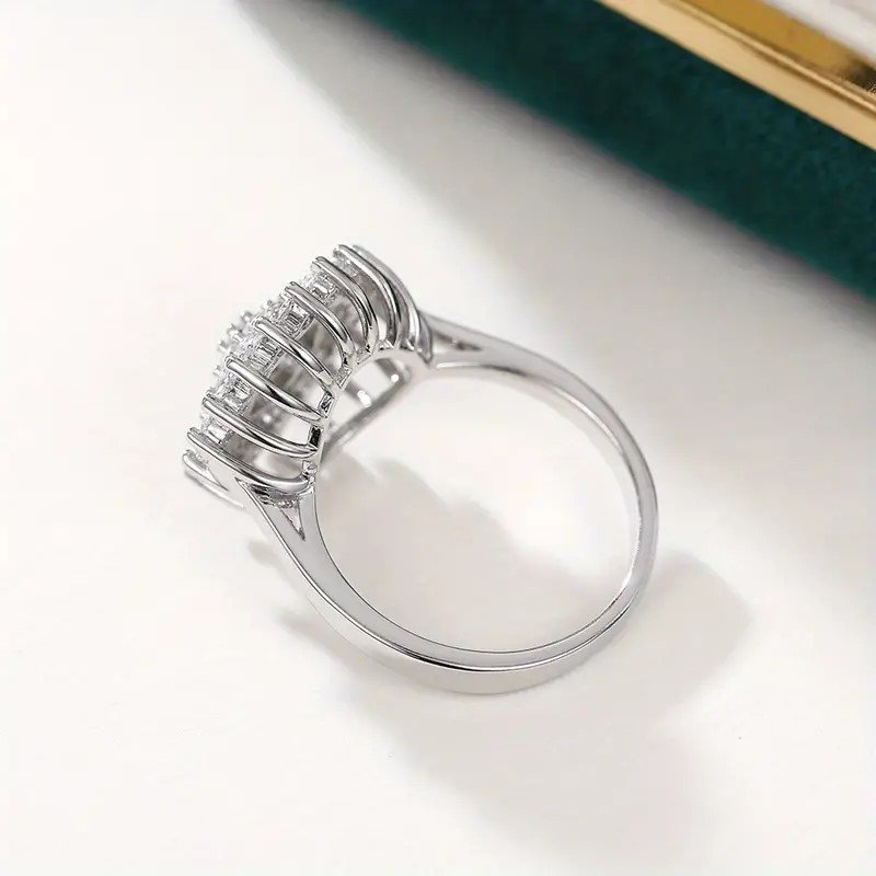 Stylish Zircon Flower Ring Romantic Wedding Jewelry Anniversary Gift