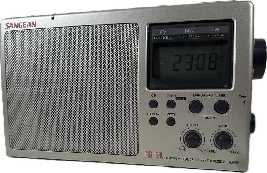 Sangean PR-D3L Bärbar Radio FM, MW och LW band Portable Radio Alarm Clock