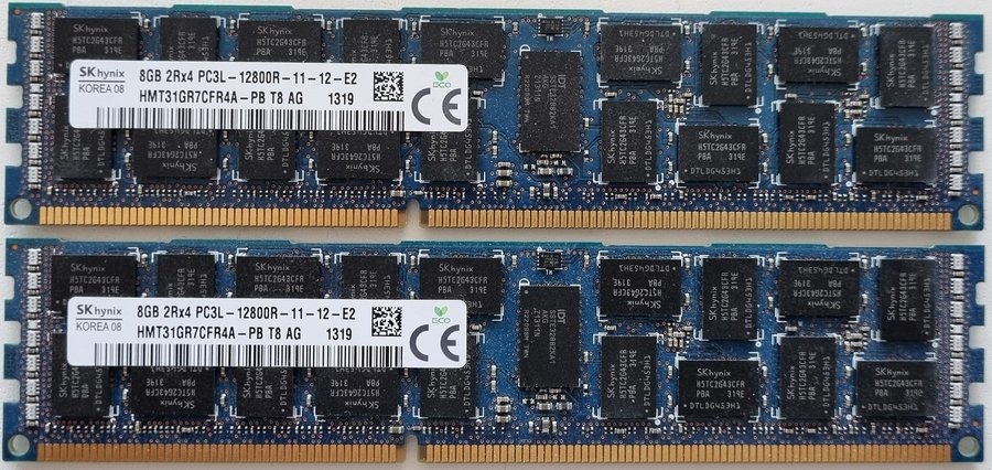 16GB (2x8GB) PC3L-12800R DDR3 ECC RAM 1600MHz